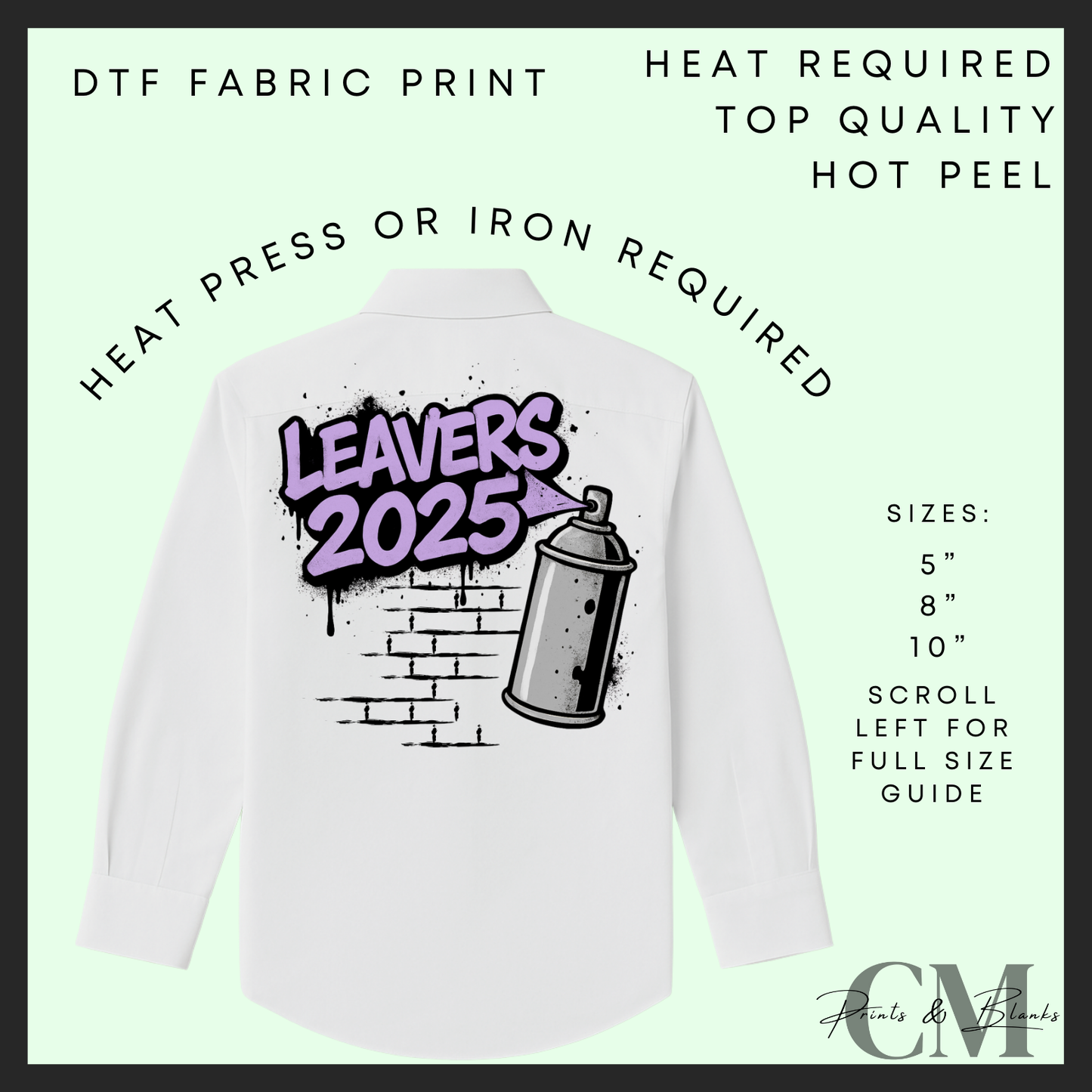 Purple graffiti 2025 leavers DTF transfer