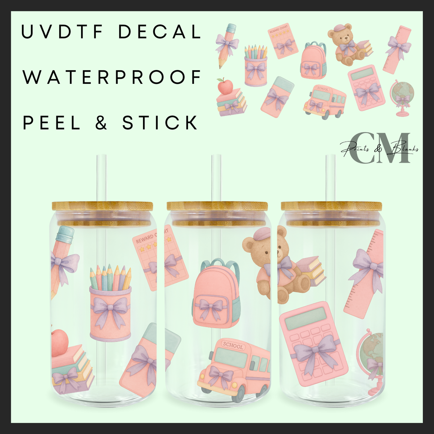 Pink teacher 16oz uvdtf wrap