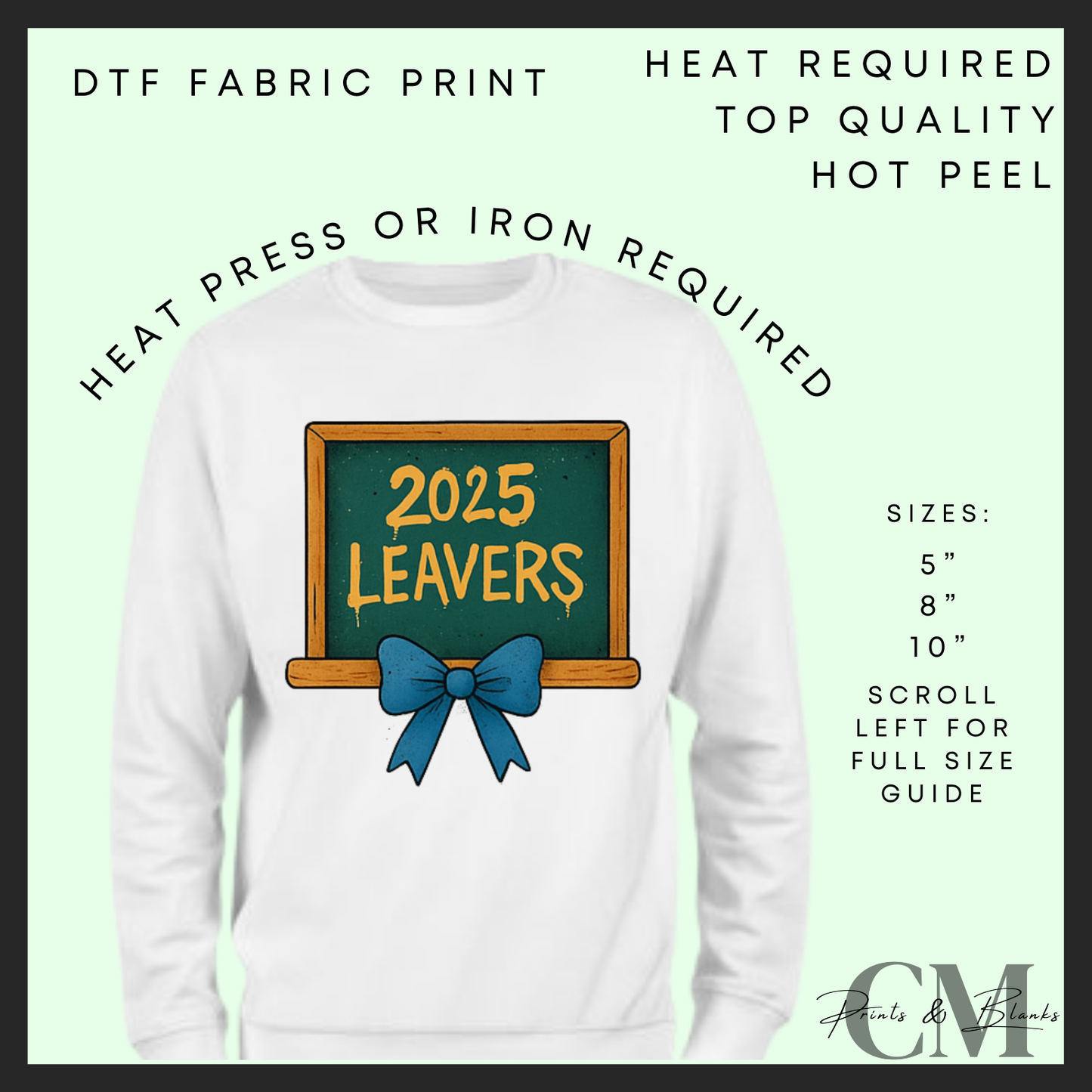Blue 2025 leavers DTF transfer