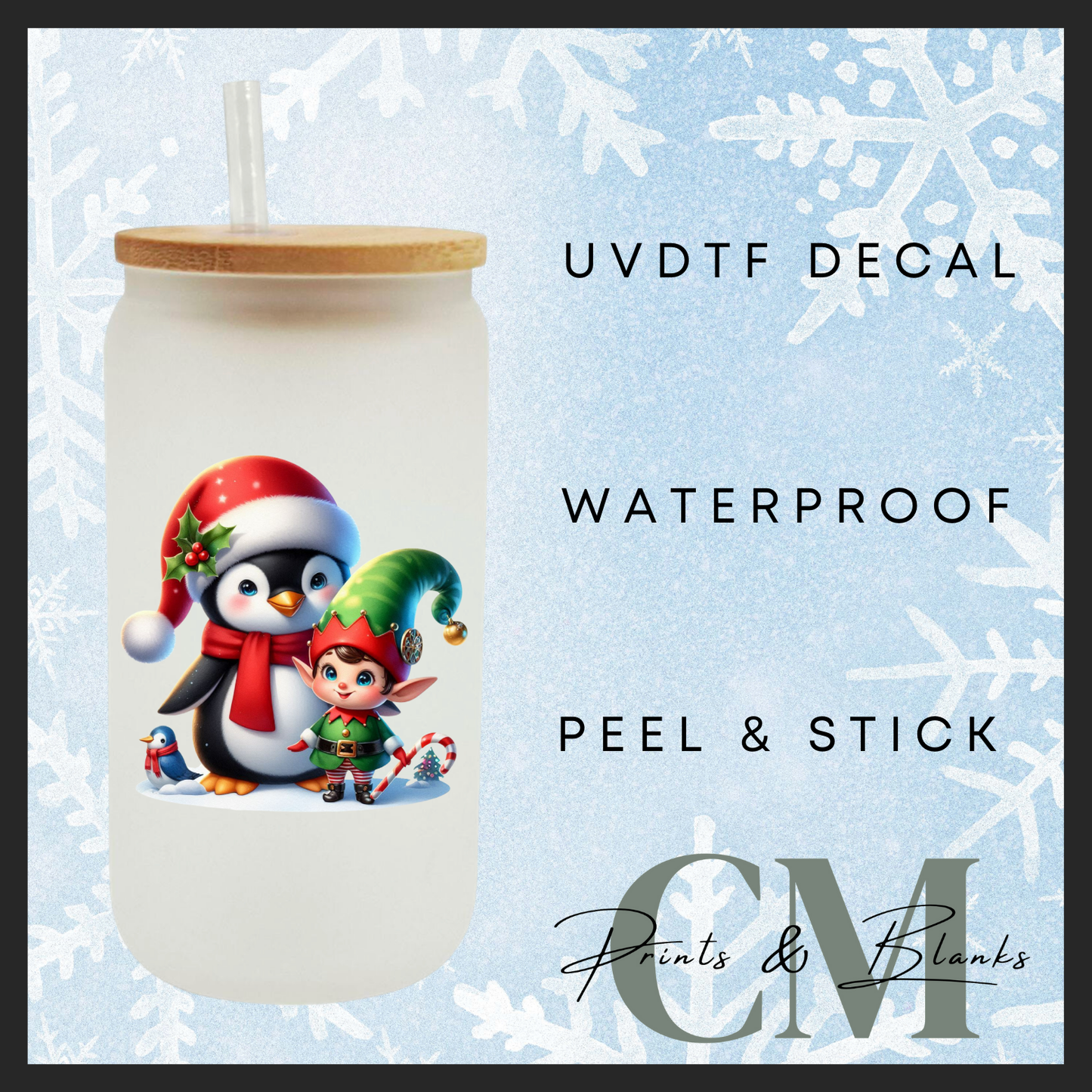 Christmas penguins Uvdtf single transfers (4” / 10cm)