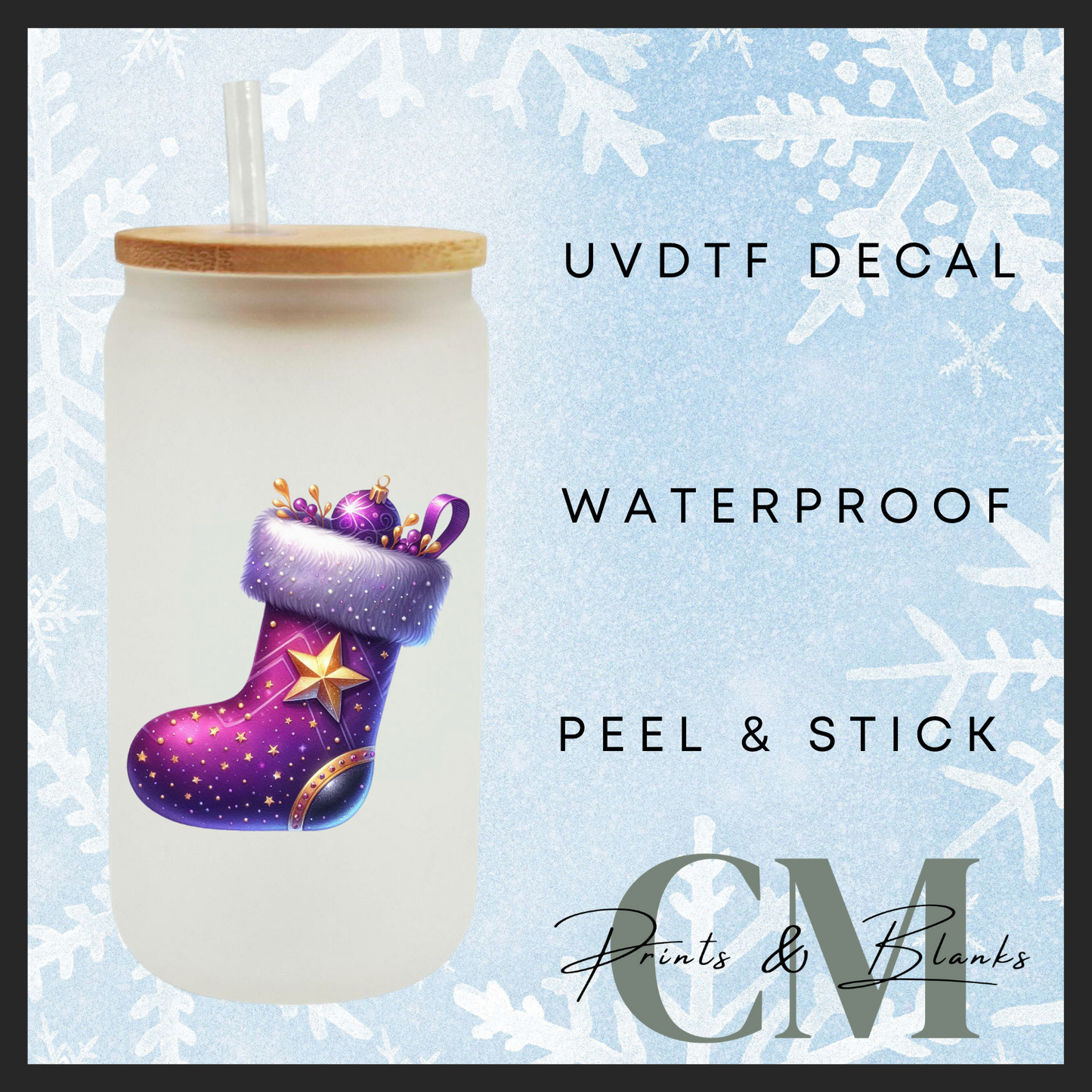 Purple Christmas ornaments Uvdtf single transfers (4” / 10cm)