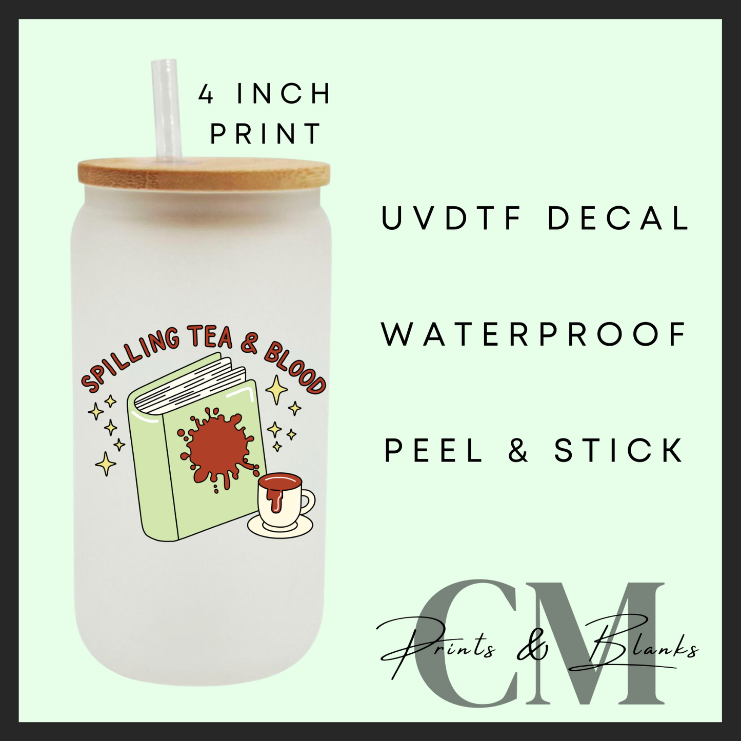 Spilling tea and blood Uvdtf single decal (4” / 10cm)