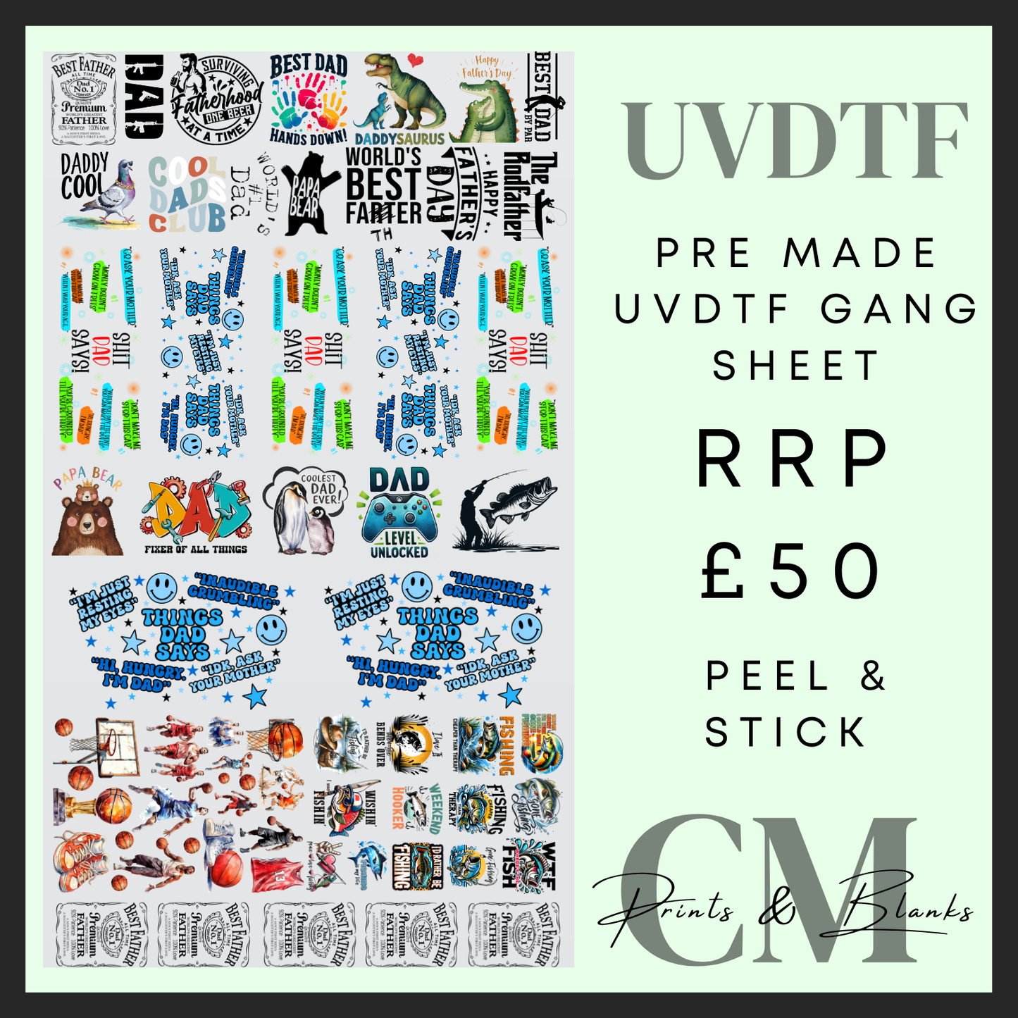 Father’s Day pre made Uvdtf gang sheet (58x100cm)