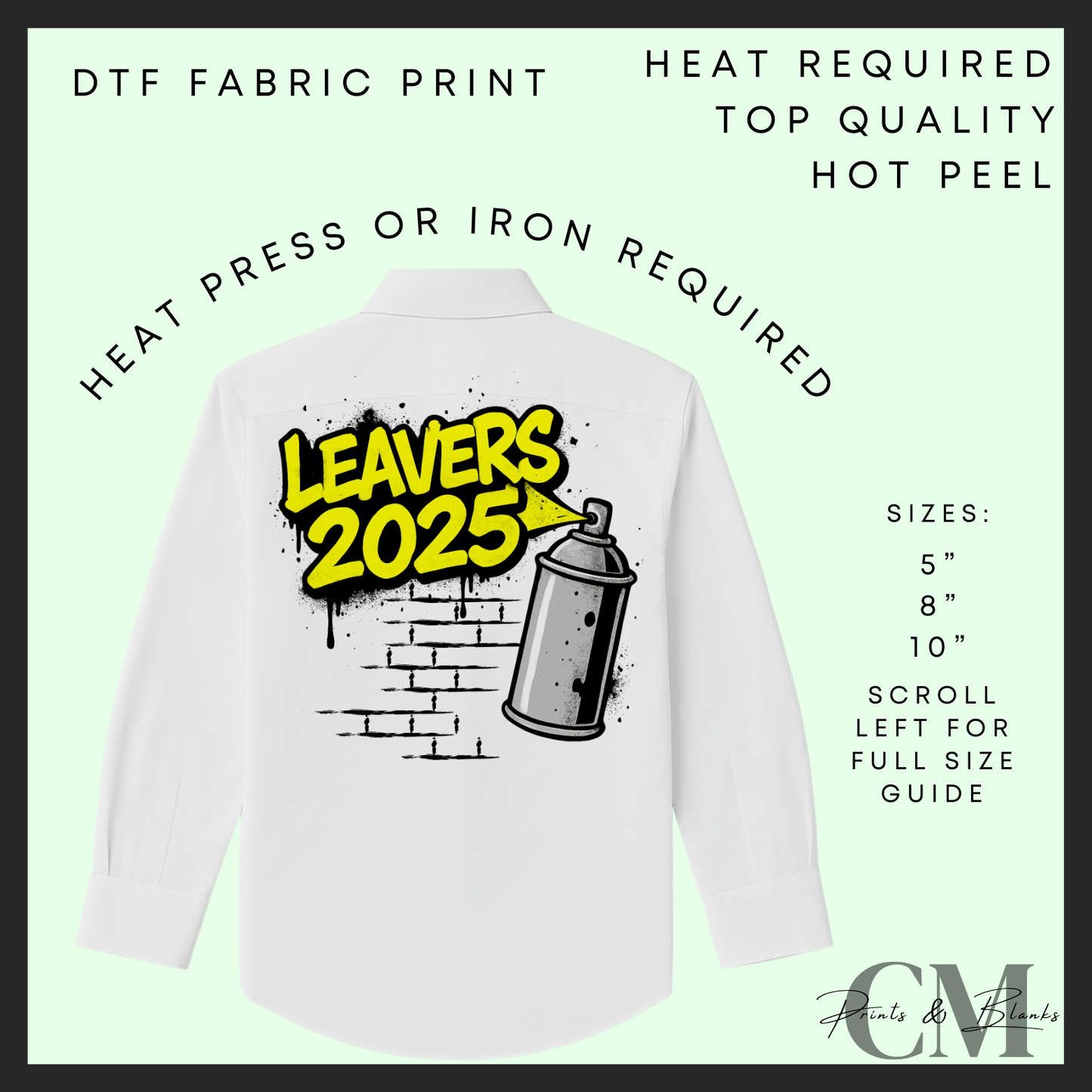 Yellow graffiti 2025 leavers DTF transfer