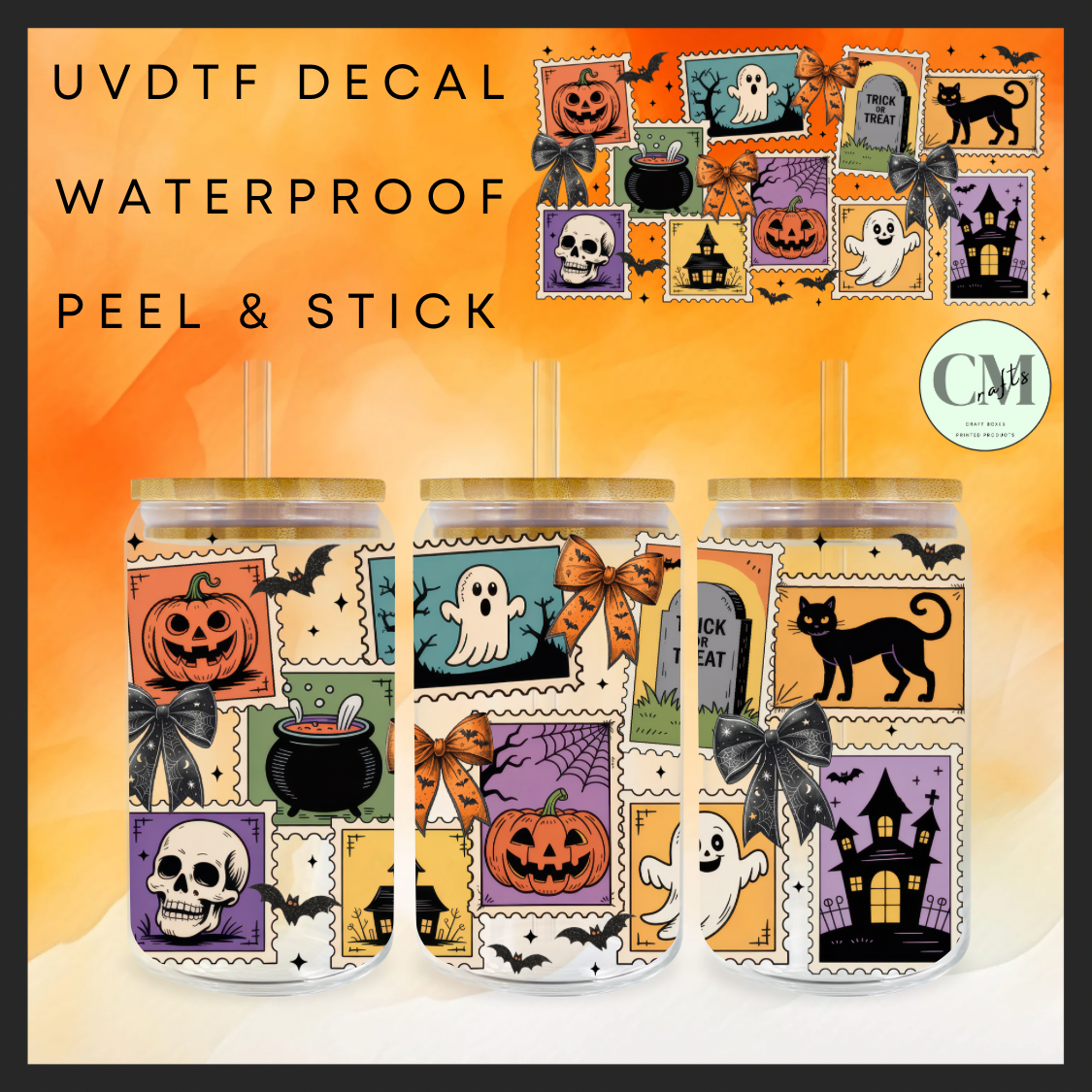 Halloween stamps 16oz Uvdtf wrap