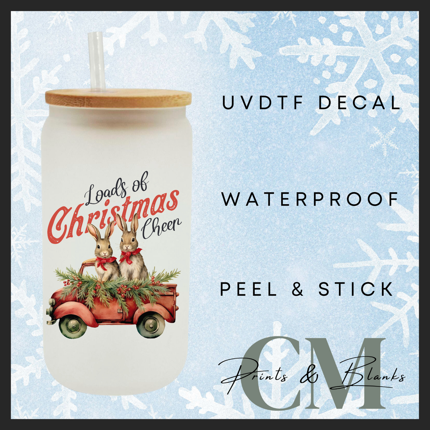 Farm style Christmas uvdtf single transfers (4” / 10cm)