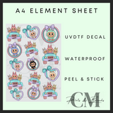 Sitting pretty cars monsters A4 uvdtf element sheet