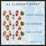 Repeated Christmas monsters Uvdtf A4 element sheet