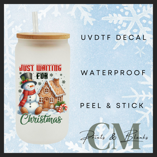 Just waiting for Christmas single uvdtf decal (4” / 10cm)