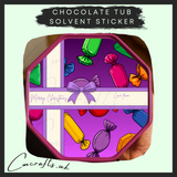 Merry Christmas octagon ribbon chocolate tub solvent sticker