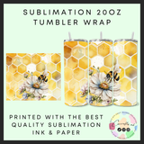 Bees Sublimation 20oz tumbler wrap