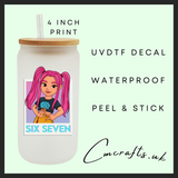 K-stars pink hair 6 7 Uvdtf single decal (4”, 10cm)