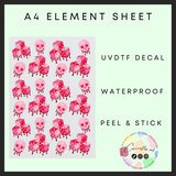 Pink Dice Drip A4 uvdtf element sheet