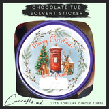 Christmas post box chocolate tub solvent sticker