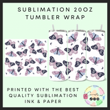 Lunar butterflies Sublimation 20oz tumbler wrap