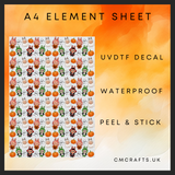 Small Repeated halloween monsters Uvdtf A4 element sheet