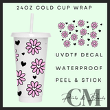 Pink flowers 24oz Uvdtf wrap