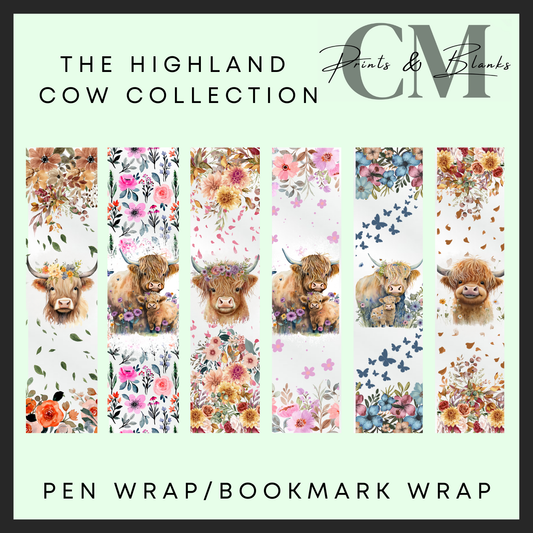 The highland cow collection, bookmark and pen wraps