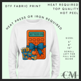 blue calculator DTF transfer