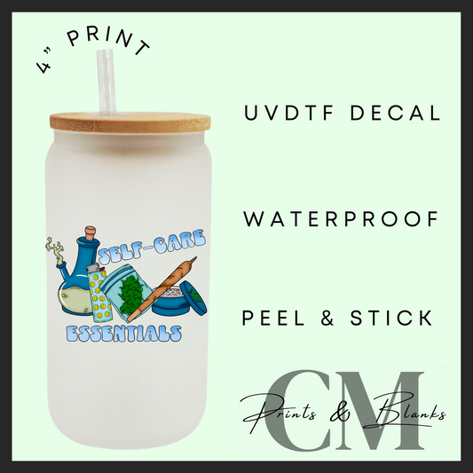 Self care essentials blue Uvdtf single decal (4” / 10cm)