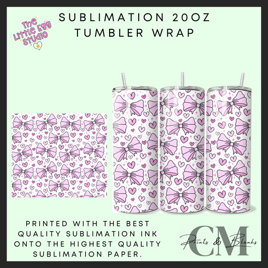 Pink bows Sublimation 20oz tumbler wrap