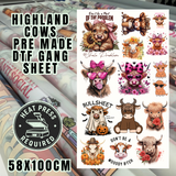 Highland cow pre made DTF gang sheet