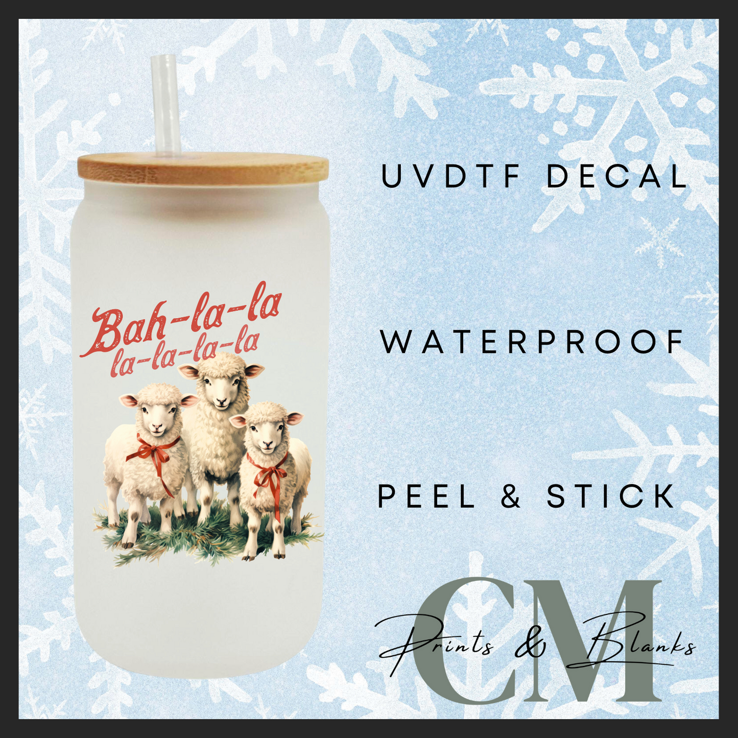 Farm style Christmas uvdtf single transfers (4” / 10cm)