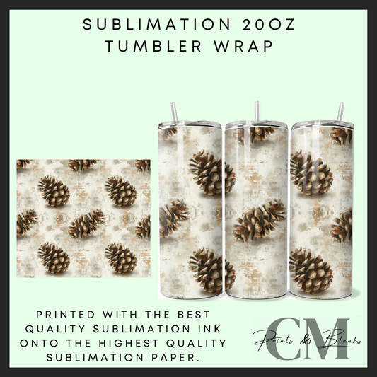 Pinecones Sublimation 20oz tumbler wrap