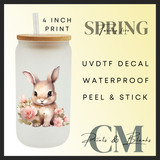 Pink flowery bunny uvdtf single decals (4” / 10cm)