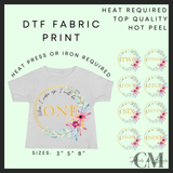 When I wake up gold & green floral DTF transfer