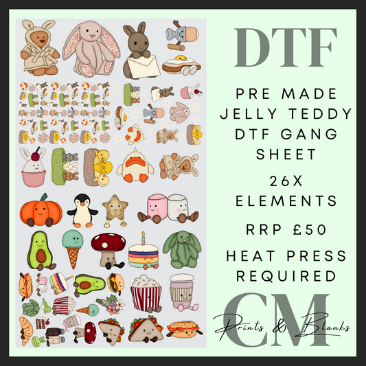 Jelly Teddy pre made DTF gang sheet (58x100cm)