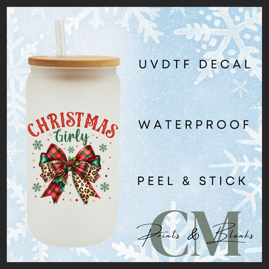 Christmas girly single uvdtf decal (4” / 10cm)