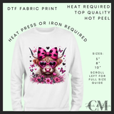Dark pink highland cow DTF transfer
