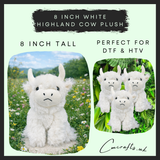 8” white highland cow plush plush