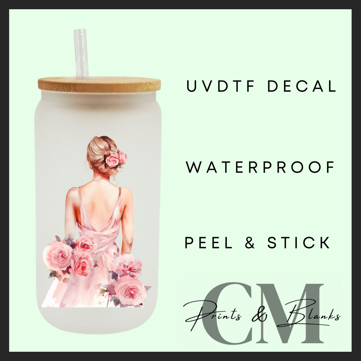 Wedding dress girls uvdtf single decal (4” / 10cm)