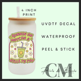 Running on matcha and bills to pay Uvdtf single decal (4” / 10cm)