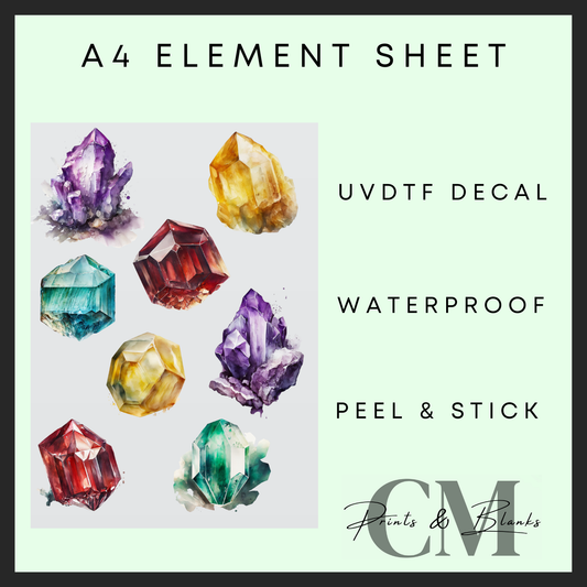 Crystals A4 uvdtf element sheet