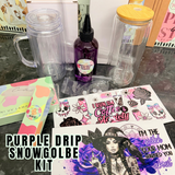 Purple drip snow globe tumbler kit