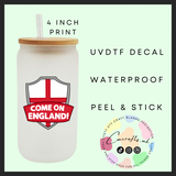 Come on England Uvdtf single decal (4”, 10cm)