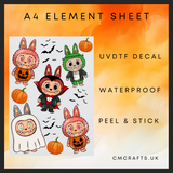 halloween monsters Uvdtf A4 element sheet