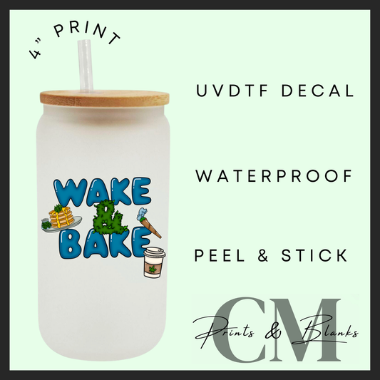 Wake and bake Uvdtf single decal (4” / 10cm)