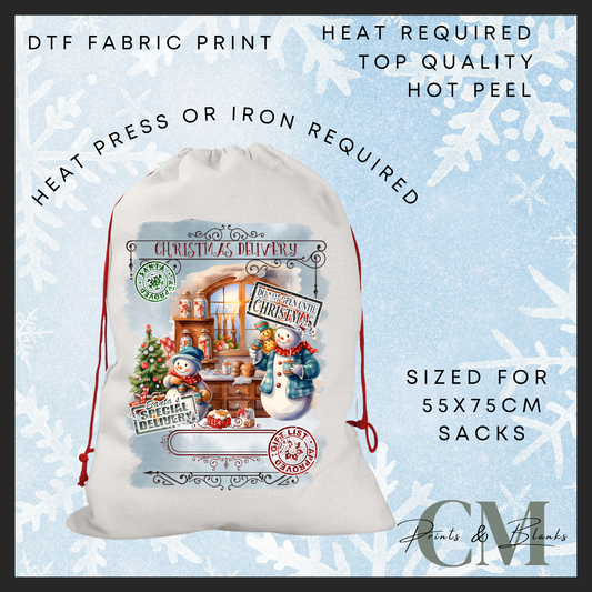 Santas work shop DTF Santa sack transfer