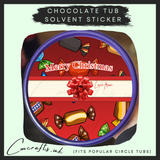 Merry Christmas red bow chocolate tub solvent sticker
