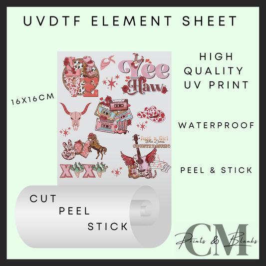 Pink country uvdtf element sheet