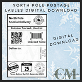 North Pole postage labels digital download