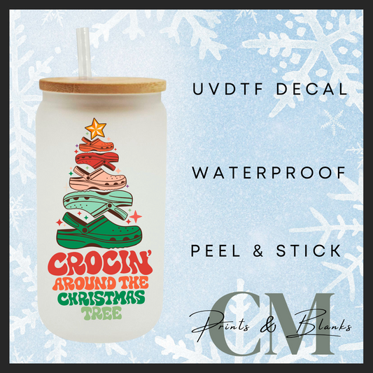 Crocin around the Christmas tree single uvdtf decal (4” / 10cm)