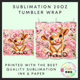 Pink highland cow Sublimation 20oz tumbler wrap