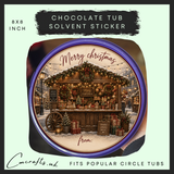 Christmas Cabin chocolate tub solvent sticker