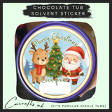 Gold border chocolate tub solvent sticker