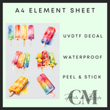 Ice lolly A4 uvdtf element sheet